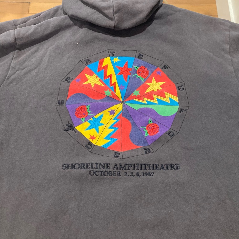 Grateful Dead Marine Layer Double Sided Embr Hoodie with Drawstrings RIP Weir - Picture 3 of 4